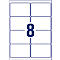 Sticker with eight rectangular fields, outlined with blue lines, with the number '8' in the middle.