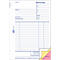 A blank, grid-lined invoice form with a blue border and headings such as 'Invoice' and 'Sender'. Data fields are on the right, the AVERY Zweckform logo on the left.