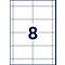 Een wit A4-vel met een gestippeld 2x4 raster en een groot donkerblauw cijfer 8 in het midden.