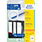 Product packaging with file folder labels and folders. Printed text is legible. Yellow, white, and black dominate the image.