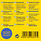 Gelber Hintergrund mit Text in mehreren Sprachen. Unten ist ein Barcode abgebildet.