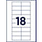 Ein weißes Blatt Papier mit einem Raster aus 18 rechteckigen Etikettenfeldern, eingerahmt von einem dunkelblauen Rand.