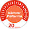 Avery Zweckform Prüfplakette 7904 „Nächster Prüftermin“ 20__zum Selbereintragen, extrem robust, Ø 30 mm, 80 Stück/10 Bogen, Vinylfolie, rot