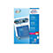 Verpackung von Avery Zweckform Laserpapier, 170g glänzend, A4 Format, mit beispielhaftem Ausdruck eines Hotel-Flyers.