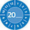 Avery Zweckform testbadges met jaartal 20xx, Ø 30 mm, PVC-folie op papier, blauw