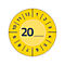 Avery Zweckform testbadges met jaartal 20xx, Ø 30 mm, PVC-folie op papier, geel