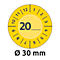 Avery Zweckform testbadges met jaartal 20xx, Ø 30 mm, PVC-folie op papier, geel
