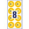 Avery Zweckform testbadges met jaartal 20xx, Ø 30 mm, PVC-folie op papier, geel