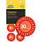 Avery Zweckform testbadges met jaartal 20xx, Ø 30 mm, PVC-folie op papier, rood