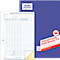 Avery Zweckform time record. Blue cover, white sheet with table, red lettering.