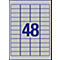 Avery Zweckform Typenschildetiketten L6009-8, extrem robust, geeignet für SW-Laserdrucker, 45,7 x 21,2 mm, 384 Stück/8 A4-Bogen, Polyesterfolie, silber