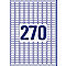 Blue label with the inscription "270" and many small rectangular labels.