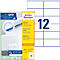 A pack of Avery Zweckform universal labels with 12 labels per sheet.