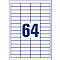 A rectangular sheet of stickers, divided into 64 rectangular fields by blue lines. In the middle, the number 64 is written in large, bold, blue letters.