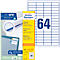 Avery Zweckform product packaging with 64 labels, a blue background and yellow details.