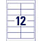 A white label with 12 fields divided by blue lines. In the center is the blue number 12.