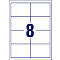 A sheet of stickers with 8 fields and a large blue 8 in the middle.