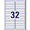 Sheet of 32 rectangular labels with dark blue borders; the number "32" in dark blue is centered.