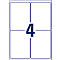 A rectangular sticker with four fields, outlined in blue. In the middle is the blue number '4'.