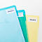 Three different colored folders with labels: Offers, ToDos, Projects. Handwritten notes are below.