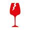 Red, broken wine glass symbol on a white background.