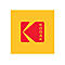Das rot-gelbe Firmenlogo von Kodak auf gelbem Hintergrund.