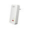 Weißer FRITZ! Powerline-Adapter mit Stecker, WLAN- und Powerline-Anzeigen sowie roter Connect-Taste.
