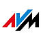 Logo von AVM, bestehend aus den Buchstaben A, V und M in Rot, Blau und Schwarz.