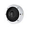Caméra de surveillance ronde et blanche avec un objectif noir et le logo "AXIS COMMUNICATIONS".