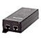 Schwarzes rechteckiges Netzteil mit zwei Ethernet-AnschlÃ¼ssen, Beschriftung DATA IN und DATA & PWR OUT.