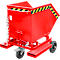Bac à copeaux basculant Bauer SKW-ET 250, acier, rouge, L 1115 x P 820 x H 990 mm, 250 l, jusqu'à 300 kg, roulettes, basculement manuel, avec poches d'entrée