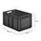 Bac à empiler série EF 6320 - en plastique recyclé - 63,7 L - poignées ouvertes - gris fer