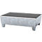 Bac de rétention ASECOS, en acier, avec grille et patins de chariot élévateur, capacité de 200 l, L 815 x P 1235 x H 350 mm, galvanisé