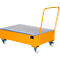 Bac de rétention en acier avec roues + poignée, 1200 x 800 mm, orange RAL 2000