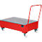 Bac de rétention en acier avec roues + poignée, 1200 x 800 mm, rouge RAL 3000