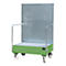 Bac de rétention mobile, en acier, volume de rétention 215 L pour 2 fûts de 200 L, vert laqué