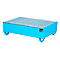 Bac de rétention, pour 2 fûts de 200 l, avec grille galvanisée, L 1200 x l 800 x H 360 mm, accessible en fauteuil roulant, acier, bleu clair RAL 5012