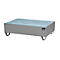 Bac de rétention, pour 2 fûts de 200 l, avec grille galvanisée, L 1200 x l 800 x H 360 mm, accessible par le dessous, acier, gris souris RAL 7005