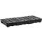 Palette en plastique noir avec des trous pour accessoires. Forme rectangulaire.