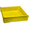 Bac de récupération jaune, rectangulaire, plié. Bords pliés.