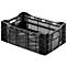Bac de stockage ajouré norme Euro, utilisation universelle, 600 x 400 x 241 mm, capacité 20 kg, hauteur d'empilage 227 mm, noir