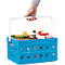 Bac de transport pliant Square Sunware, L 435 x l. 310 x H 213 mm, 24 litres, avec poignées et hanse, bleu/blanc