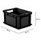 Bak in EURO-maat EF 4220, geleidend PP, L 400 x B 300 x H 220 mm, 20,4 liter, open handgrepen, zwart