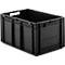 Bak in EURO-maat EF 6320, geleidend PP, l. 600 x B 400 x H 320 mm, inhoud 63,7 l, open handgreep, zwart