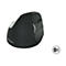 Ergonomische, schwarze Maus mit weißem Logo und Bluetooth-Symbol. Auf der Seite befinden sich Pfeiltasten zur Steuerung der Zeigergeschwindigkeit.