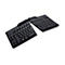 Schwarze, ergonomische Goldtouch Elite Tastatur, in der Mitte geteilt und angewinkelt.