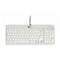 Weiße, kabelgebundene BakkerElhuizen Tastatur mit QWERTY-Layout und separatem Nummernblock auf weißem Grund.