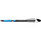 A pen with a blue handle and silver tip. The pen is from the Schneider brand.