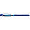 Blue ballpoint pen with transparent housing and the inscription "Schneider Slider Basic".