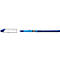 Blue ballpoint pen, partially visible. The pen has a blue tip and a blue barrel, marked with the lettering "Schneider".